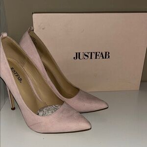 JustFab Pink Stiletto Heels with Rhinestone Embellishments